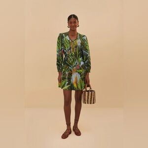 NWT Farm Rio Tropical Green Leaf Print Dress